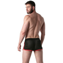 LEADER Short en mesh LOADED Noir-Rouge